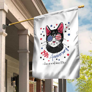 Free As A Cat Since 1776 Funny Patriotic Garden Flag Cool American Flag Sunglasses Cat 250th Anniversary Semiquincentennial TS02 Print Your Wear