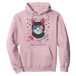 Free As A Cat Since 1776 Funny Patriotic Hoodie Cool American Flag Sunglasses Cat 250th Anniversary Semiquincentennial TS02 Light Pink Print Your Wear