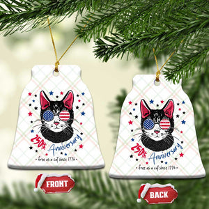 Free As A Cat Since 1776 Funny Patriotic Ceramic Ornament Cool American Flag Sunglasses Cat 250th Anniversary Semiquincentennial TS02 Print Your Wear