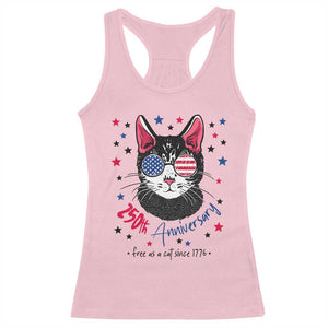 Free As A Cat Since 1776 Funny Patriotic Racerback Tank Top Cool American Flag Sunglasses Cat 250th Anniversary Semiquincentennial TS02 Light Pink Print Your Wear