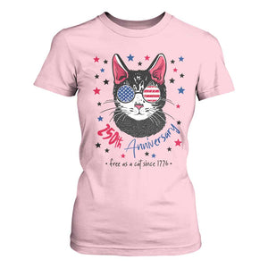 Free As A Cat Since 1776 Funny Patriotic T Shirt For Women Cool American Flag Sunglasses Cat 250th Anniversary Semiquincentennial TS02 Light Pink Print Your Wear