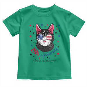 Free As A Cat Since 1776 Funny Patriotic Toddler T Shirt Cool American Flag Sunglasses Cat 250th Anniversary Semiquincentennial TS02 Irish Green Print Your Wear