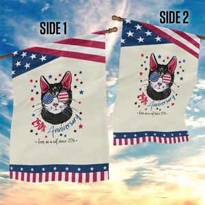 Free As A Cat Since 1776 Funny Patriotic Garden Flag Cool American Flag Sunglasses Cat 250th Anniversary Semiquincentennial