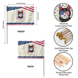 Free As A Cat Since 1776 Funny Patriotic Handheld Flag Cool American Flag Sunglasses Cat 250th Anniversary Semiquincentennial