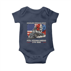 Stainless American Spirit Full Steam Ahead Baby Onesie 250 Years Freedom Semiquincentennial Steam Locomotive TS02 Navy Print Your Wear