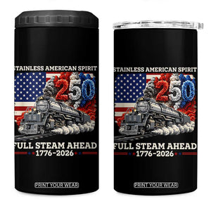 Stainless American Spirit Full Steam Ahead 4 in 1 Can Cooler Tumbler 250 Years Freedom Semiquincentennial Steam Locomotive TS02 One Size: 16 oz Black Print Your Wear