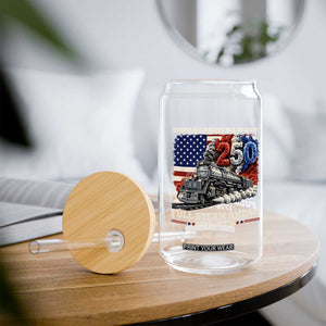 Stainless American Spirit Full Steam Ahead Glass Can 250 Years Freedom Semiquincentennial Steam Locomotive TS02 Print Your Wear