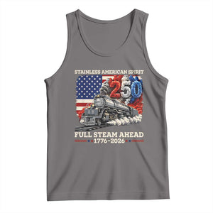 Stainless American Spirit Full Steam Ahead Tank Top 250 Years Freedom Semiquincentennial Steam Locomotive TS02 Deep Heather Print Your Wear