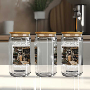 Funny Classroom Raccoon Iced Coffee Teacher Glass Can Y'all Were Feral But I Low Key Love You TS02 Print Your Wear