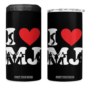 I Heart MJ Dance Silhouette Tribute 4 in 1 Can Cooler Tumbler Iconic Pop Culture Famous Dance Poses for Music Legend Fans TS02 One Size: 16 oz Black Print Your Wear