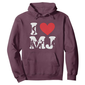 I Heart MJ Dance Silhouette Tribute Hoodie Iconic Pop Culture Famous Dance Poses for Music Legend Fans TS02 Maroon Print Your Wear