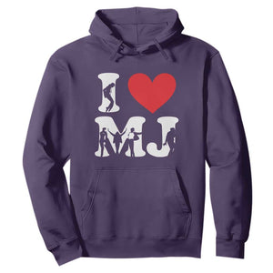 I Heart MJ Dance Silhouette Tribute Hoodie Iconic Pop Culture Famous Dance Poses for Music Legend Fans TS02 Purple Print Your Wear