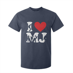 I Heart MJ Dance Silhouette Tribute T Shirt For Kid Iconic Pop Culture Famous Dance Poses for Music Legend Fans TS02 Navy Print Your Wear