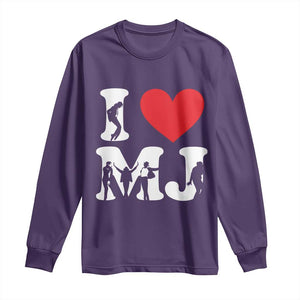 I Heart MJ Dance Silhouette Tribute Long Sleeve Shirt Iconic Pop Culture Famous Dance Poses for Music Legend Fans TS02 Purple Print Your Wear