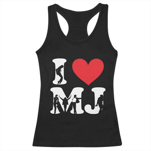 I Heart MJ Dance Silhouette Tribute Racerback Tank Top Iconic Pop Culture Famous Dance Poses for Music Legend Fans TS02 Black Print Your Wear