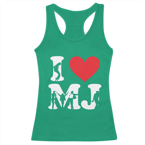 I Heart MJ Dance Silhouette Tribute Racerback Tank Top Iconic Pop Culture Famous Dance Poses for Music Legend Fans TS02 Irish Green Print Your Wear