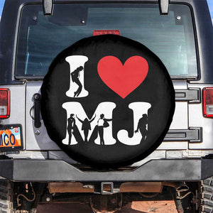 I Heart MJ Dance Silhouette Tribute Spare Tire Cover Iconic Pop Culture Famous Dance Poses for Music Legend Fans TS02 No hole Black Print Your Wear