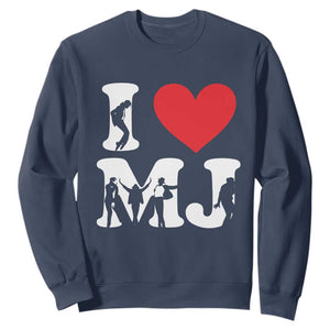 I Heart MJ Dance Silhouette Tribute Sweatshirt Iconic Pop Culture Famous Dance Poses for Music Legend Fans TS02 Navy Print Your Wear