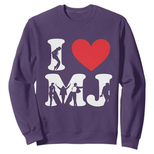 I Heart MJ Dance Silhouette Tribute Sweatshirt Iconic Pop Culture Famous Dance Poses for Music Legend Fans TS02 Purple Print Your Wear