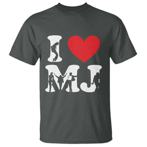 I Heart MJ Dance Silhouette Tribute T Shirt Iconic Pop Culture Famous Dance Poses for Music Legend Fans TS02 Dark Heather Print Your Wear
