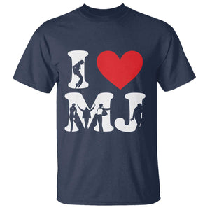 I Heart MJ Dance Silhouette Tribute T Shirt Iconic Pop Culture Famous Dance Poses for Music Legend Fans TS02 Navy Print Your Wear