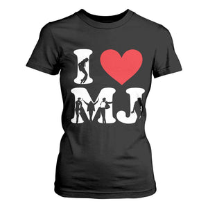 I Heart MJ Dance Silhouette Tribute T Shirt For Women Iconic Pop Culture Famous Dance Poses for Music Legend Fans TS02 Black Print Your Wear