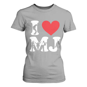 I Heart MJ Dance Silhouette Tribute T Shirt For Women Iconic Pop Culture Famous Dance Poses for Music Legend Fans TS02 Sport Gray Print Your Wear