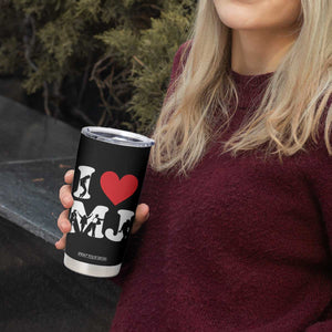 I Heart MJ Dance Silhouette Tribute Tumbler Cup Iconic Pop Culture Famous Dance Poses for Music Legend Fans TS02 Print Your Wear