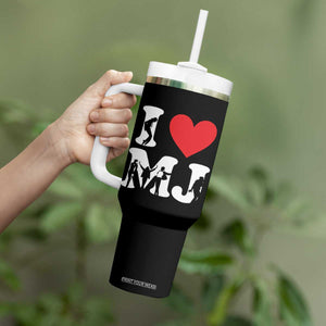 I Heart MJ Dance Silhouette Tribute Tumbler With Handle Iconic Pop Culture Famous Dance Poses for Music Legend Fans TS02 Print Your Wear
