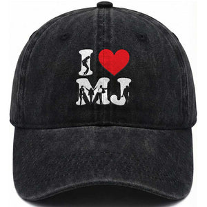 I Heart MJ Dance Silhouette Tribute Washed Cotton Baseball Cap Iconic Pop Culture Famous Dance Poses for Music Legend Fans TS02 Print Your Wear