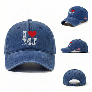 I Heart MJ Dance Silhouette Tribute Washed Cotton Baseball Cap Iconic Pop Culture Famous Dance Poses for Music Legend Fans TS02 Washed Cap Universal Fit Royal Blue Print Your Wear