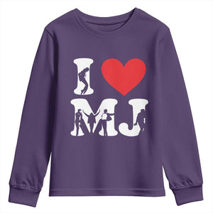 I Heart MJ Dance Silhouette Tribute Youth Sweatshirt Iconic Pop Culture Famous Dance Poses for Music Legend Fans