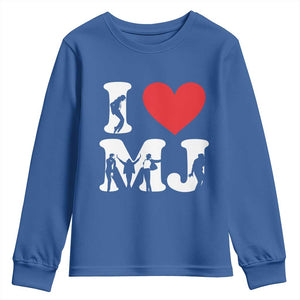 I Heart MJ Dance Silhouette Tribute Youth Sweatshirt Iconic Pop Culture Famous Dance Poses for Music Legend Fans