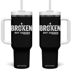 Broken But Chosen Ephesians 2:8 Bible Verse Tumbler With Handle Christian Faith Grace and Salvation Gift TS02 One Size: 40 oz Black Print Your Wear