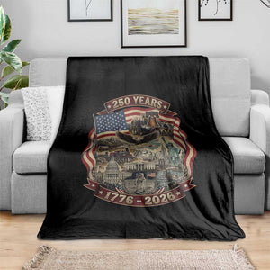 250 Years 1776 to 2026 Ultimate American Landmark Collage Throw Blanket Liberty Bell Eagle and US Flag Semiquincentennial Patriotic TS02 Print Your Wear