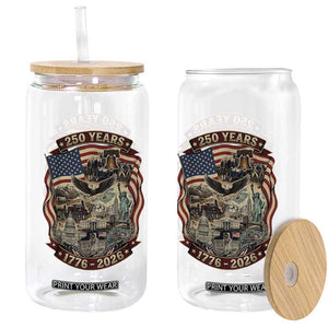 250 Years 1776 to 2026 Ultimate American Landmark Collage Glass Can Liberty Bell Eagle and US Flag Semiquincentennial Patriotic TS02 Print Your Wear