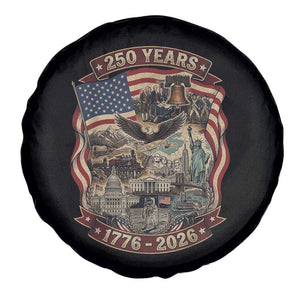 250 Years 1776 to 2026 Ultimate American Landmark Collage Spare Tire Cover Liberty Bell Eagle and US Flag Semiquincentennial Patriotic TS02 Print Your Wear
