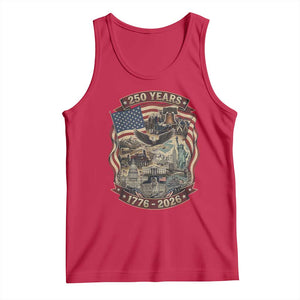 250 Years 1776 to 2026 Ultimate American Landmark Collage Tank Top Liberty Bell Eagle and US Flag Semiquincentennial Patriotic TS02 Red Print Your Wear
