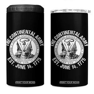 The Continental Army Est 1775 4 in 1 Can Cooler Tumbler Patriotic US Military History Graphic