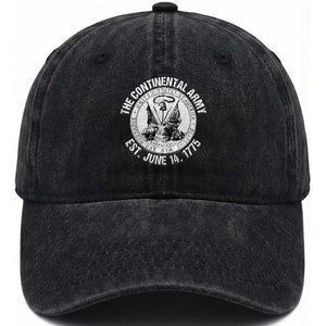 The Continental Army Est 1775 Washed Cotton Baseball Cap Patriotic US Military History Graphic