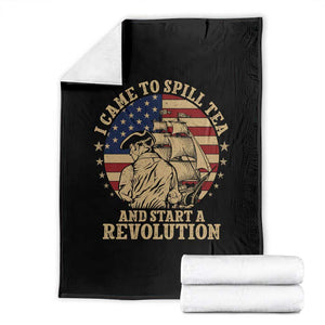 Funny Boston Tea Party Throw Blanket I Came To Spill Tea And Start A Revolution Retro Graphic