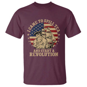 Funny Boston Tea Party T Shirt I Came To Spill Tea And Start A Revolution Retro Graphic