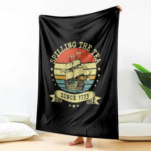 Spilling The Tea Since 1773 Throw Blanket Retro Sunset Boston Tea Party History