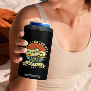 Spilling The Tea Since 1773 4 in 1 Can Cooler Tumbler Retro Sunset Boston Tea Party History