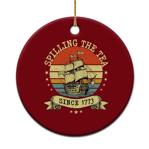 Spilling The Tea Since 1773 Ceramic Ornament Retro Sunset Boston Tea Party History
