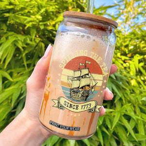 Spilling The Tea Since 1773 Glass Can Retro Sunset Boston Tea Party History