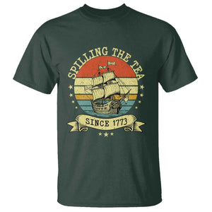 Spilling The Tea Since 1773 T Shirt Retro Sunset Boston Tea Party History