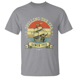 Spilling The Tea Since 1773 T Shirt Retro Sunset Boston Tea Party History