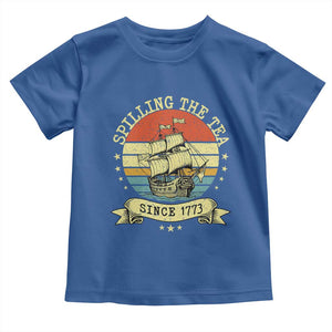Spilling The Tea Since 1773 Toddler T Shirt Retro Sunset Boston Tea Party History