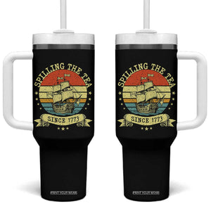Spilling The Tea Since 1773 Tumbler With Handle Retro Sunset Boston Tea Party History